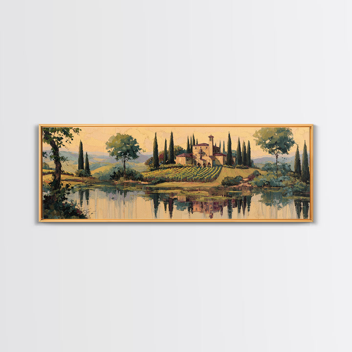 Italian Villa Vineyard Landscape Canvas Print, Winery Art, Gallery Decor, Winery Decor, Fine Art, Vineyard, Wall Art, WIN-3x1-36