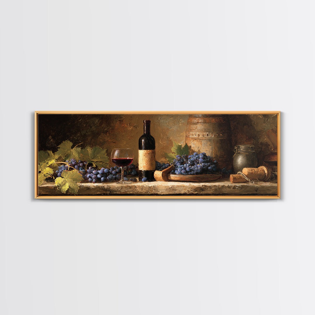 Corkscrew and Corks on Rustic Wood Framed Canvas Print, Winery Art, Modern Decor, Winery Decor, Fine Art, Vineyard, Wall Decor, WIN-3x1-44