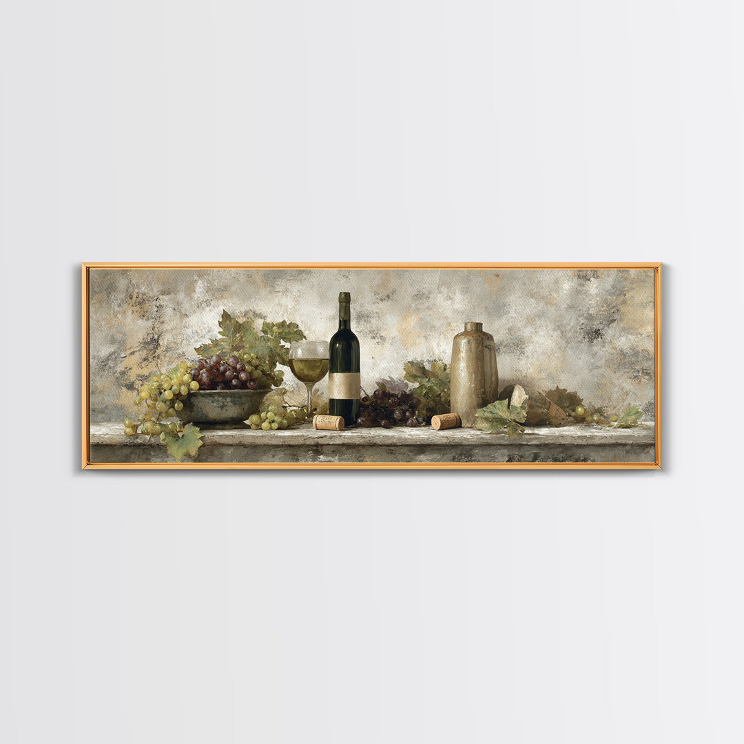 French Vineyard Hills Canvas Print, Winery Art, Textured Painting, Winery Decor, Fine Art, Vineyard, Oil Painting, Wall Hanging, WIN-3x1-48