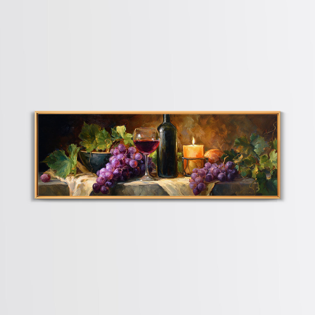 Single Grape Cluster Botanical Study Canvas Print, Winery Art, Travel Poster, Winery Decor, Watercolor Art, Vineyard, WIN-3x1-61