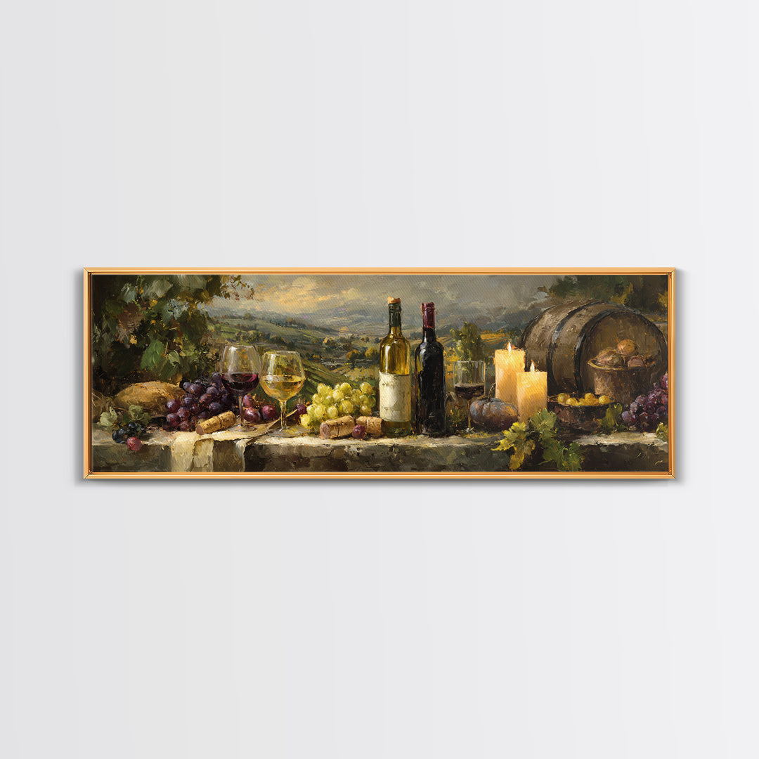 French Vineyard Hills Canvas Print, Winery Art, Textured Painting, Winery Decor, Fine Art, Vineyard, Oil Painting, Wall Hanging, WIN-3x1-96