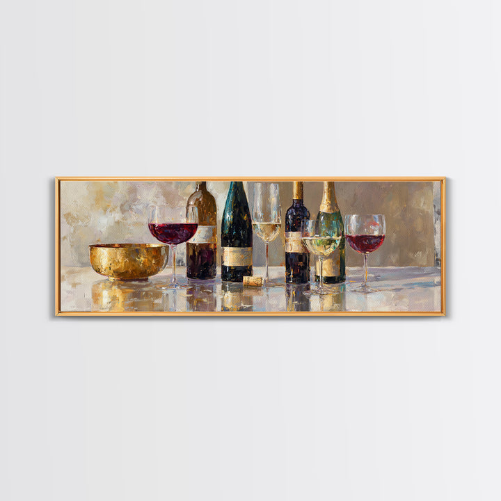 Wine Tasting Flight Rendered as Elegant Still Canvas Print, Winery Art, Bar Art, Winery Decor, Fine Art, Vineyard, WIN-3x1-98