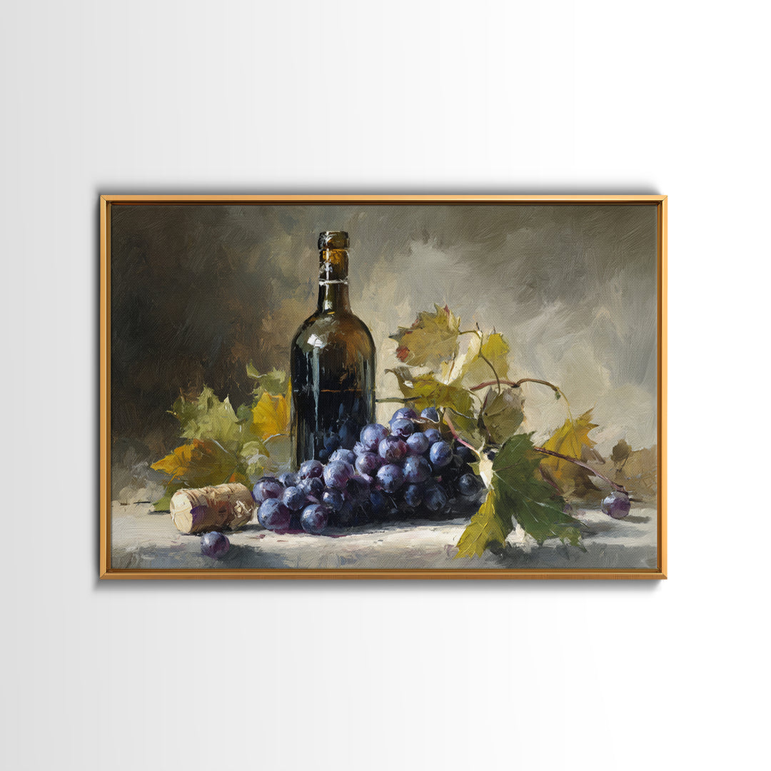 Single Grape Cluster Botanical Study Canvas Print, Winery Art, Retro Wall Art, Winery Decor, Fine Art, Vineyard, Modern Decor, WIN-3x2-1