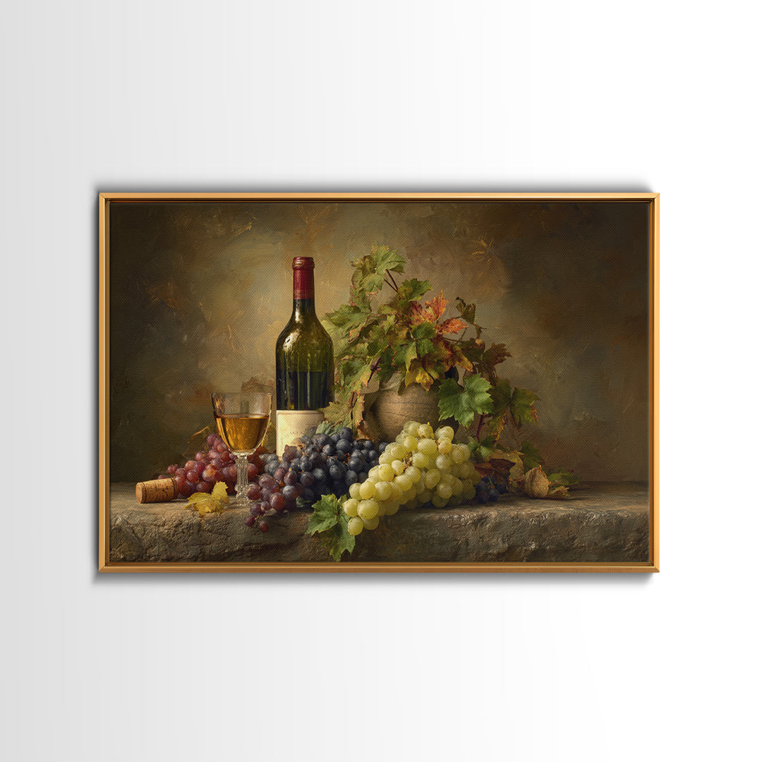 Wine Tasting Flight Rendered as Elegant Still Framed Canvas Print, Winery Art, Kitchen Wall Art, Winery Decor, Vineyard, WIN-3x2-14