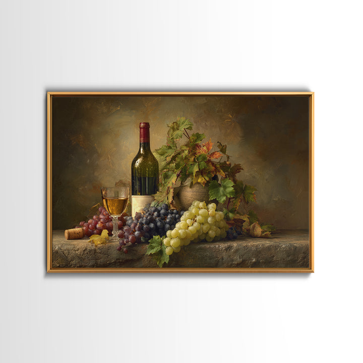 Wine Tasting Flight Rendered as Elegant Still Framed Canvas Print, Winery Art, Kitchen Wall Art, Winery Decor, Vineyard, WIN-3x2-14