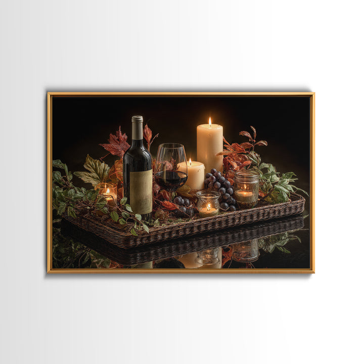 Wine Harvest Basket Framed Canvas Print, Winery Art, Wall Hanging, Winery Decor, Fine Art, Vineyard, Preppy Wall Art, WIN-3x2-2