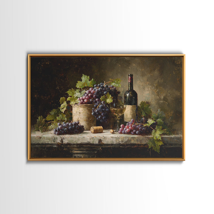 Single Grape Cluster Botanical Study Framed Canvas Print, Winery Art, Landscape Art, Winery Decor, Fine Art, Vineyard, WIN-3x2-25