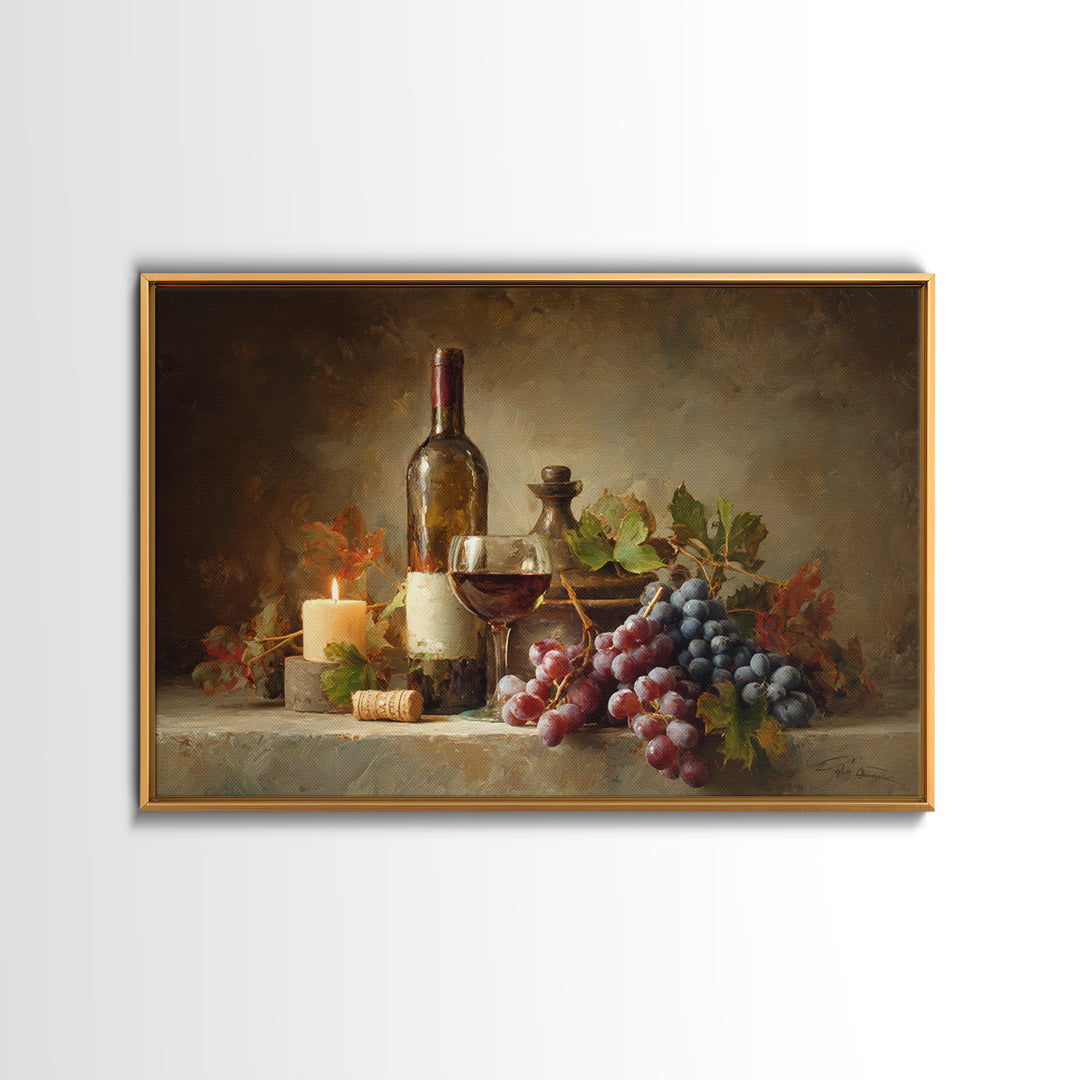 Olive Branch and Wine Glass Mediterranean Still Canvas Print, Winery Art, Landscape Art, Winery Decor, Fine Art, Vineyard, WIN-3x2-52