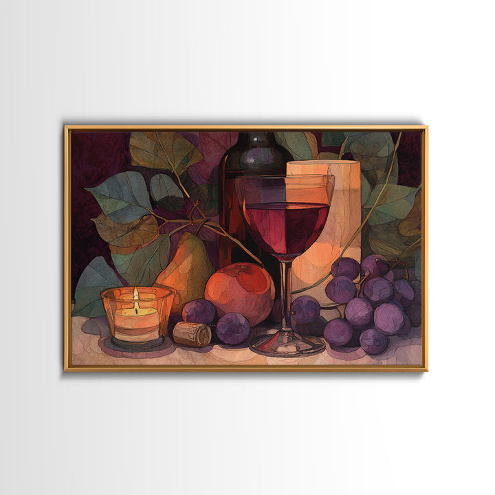 Red Wine Swirl Abstract Framed Canvas Print, Winery Art, Art Print, Winery Decor, Fine Art, Vineyard, Watercolor Painting, WIN-3x2-59
