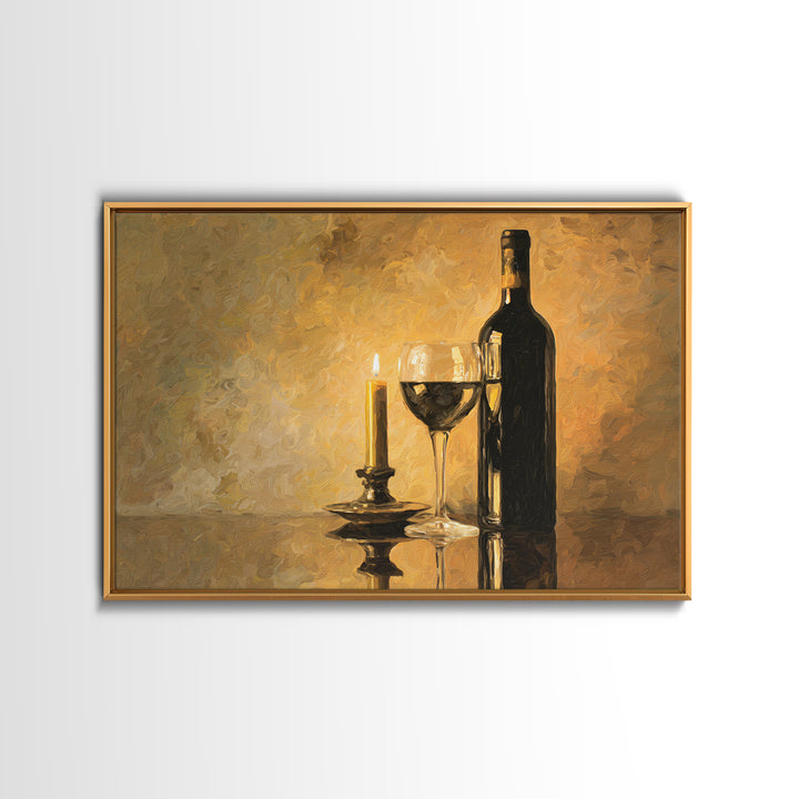 Black and Gold Wine Bottle Silhouette Canvas Print, Winery Art, Minimalist Decor, Winery Decor, Fine Art, Vineyard, Artwork, WIN-3x2-68