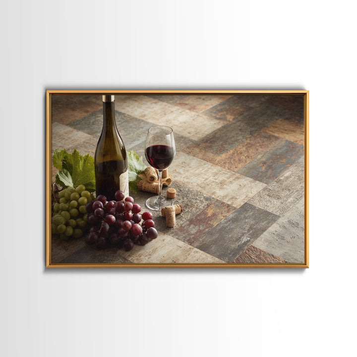 Corks Arranged as Geometric Pattern Framed Canvas Print, Winery Art, Retro Wall Art, Winery Decor, Abstract Art, Vineyard, WIN-3x2-70