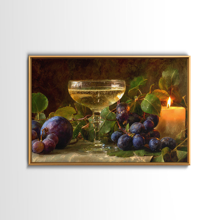 Champagne Coupe with Bubbles and Light Framed Canvas Print, Winery Art, Cocktail Wall Art, Winery Decor, Watercolor Art, WIN-3x2-71