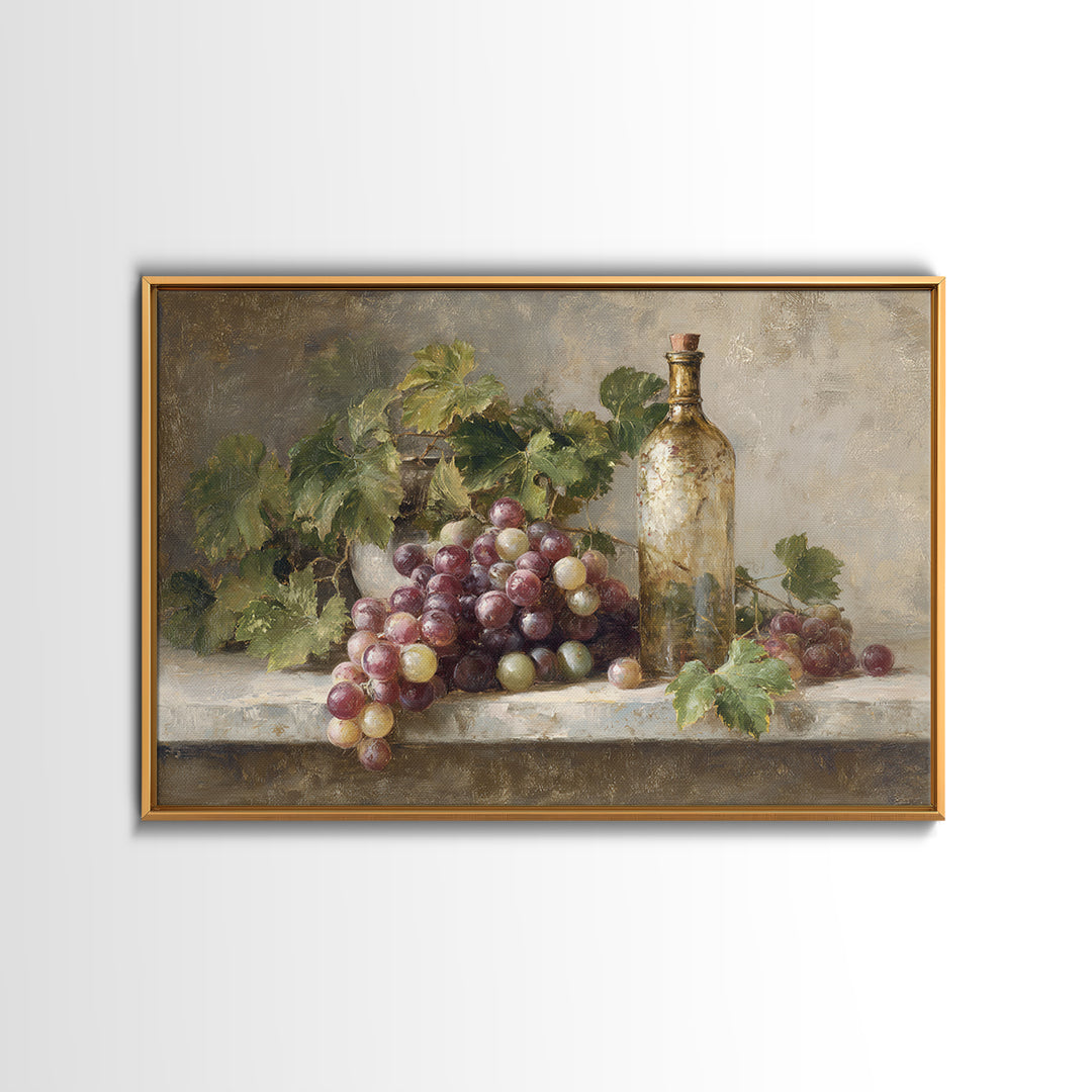 Single Grape Cluster Botanical Study Canvas Print, Winery Art, Neutral Decor, Winery Decor, Oil Painting, Vineyard, Home Decor, WIN-3x2-73