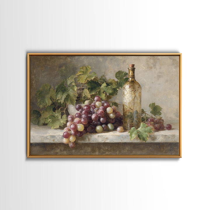 Single Grape Cluster Botanical Study Canvas Print, Winery Art, Neutral Decor, Winery Decor, Oil Painting, Vineyard, Home Decor, WIN-3x2-73
