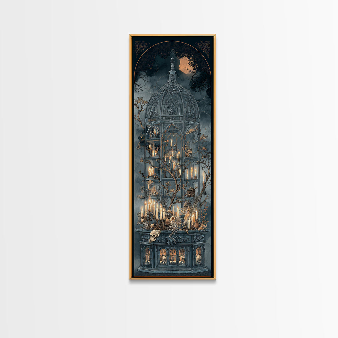 The Black Lace Haunted Conservatory - Occult Still Life, Dark Fantasy Wall Art, Tall Narrow Wall Art, Canvas Print, Halloween Home Decor
