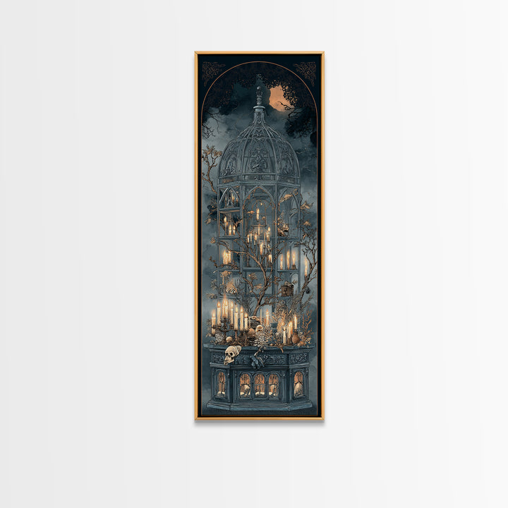 The Black Lace Haunted Conservatory - Occult Still Life, Dark Fantasy Wall Art, Tall Narrow Wall Art, Canvas Print, Halloween Home Decor