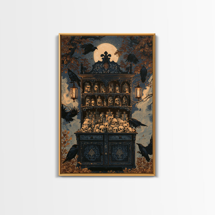 The Candlelit Skull Apothecary - Icon Portrait, Occult Wall Decor, Vertical Wall Art, Canvas Print, Halloween Home Decor, Gothic Wall Art