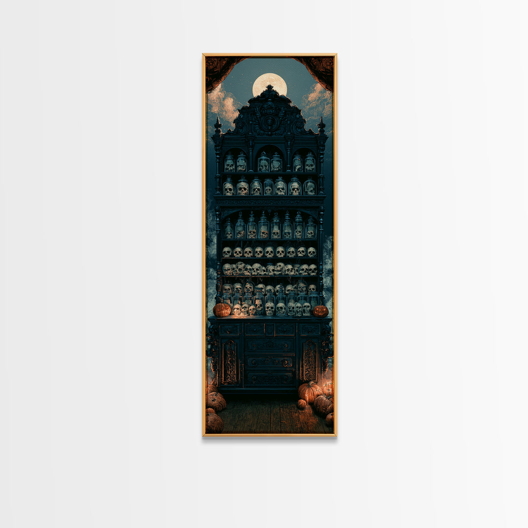 The Candlelit Skull Apothecary - Icon Portrait, Occult Wall Decor, Tall Narrow Wall Art, Canvas Print, Halloween Home Decor, Gothic Wall Art