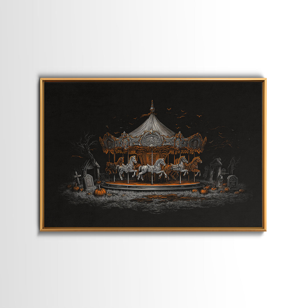 The Graveyard Carousel - Icon Portrait, Gothic Home Decor, Landscape Wall Art, Canvas Print, Halloween Home Decor, Gothic Wall Art