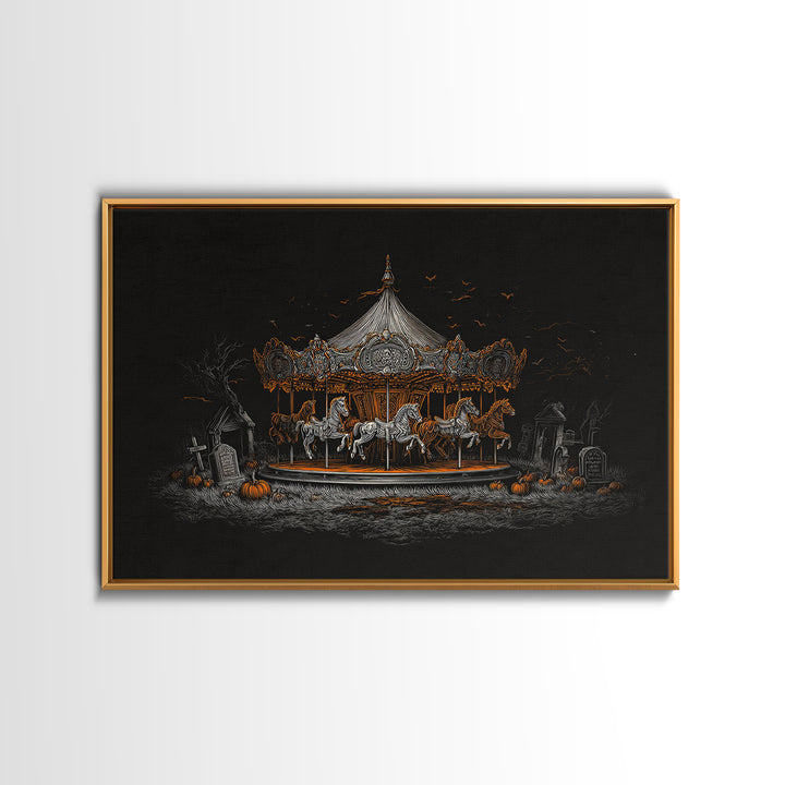 The Graveyard Carousel - Icon Portrait, Gothic Home Decor, Landscape Wall Art, Canvas Print, Halloween Home Decor, Gothic Wall Art