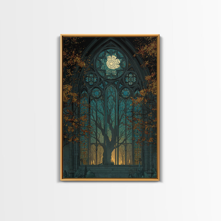 The Spiderweb Cathedral Window - Icon Portrait, Dark Fantasy Wall Art, Vertical Wall Art, Canvas Print, Halloween Home Decor