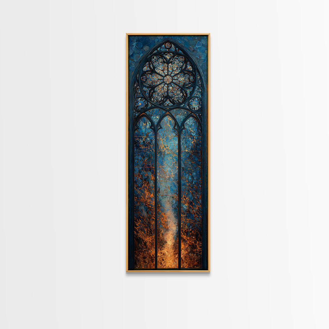 The Spiderweb Cathedral Window - Procession Scene, Dark Fantasy Wall Art, Tall Narrow Wall Art, Canvas Print, Halloween Home Decor