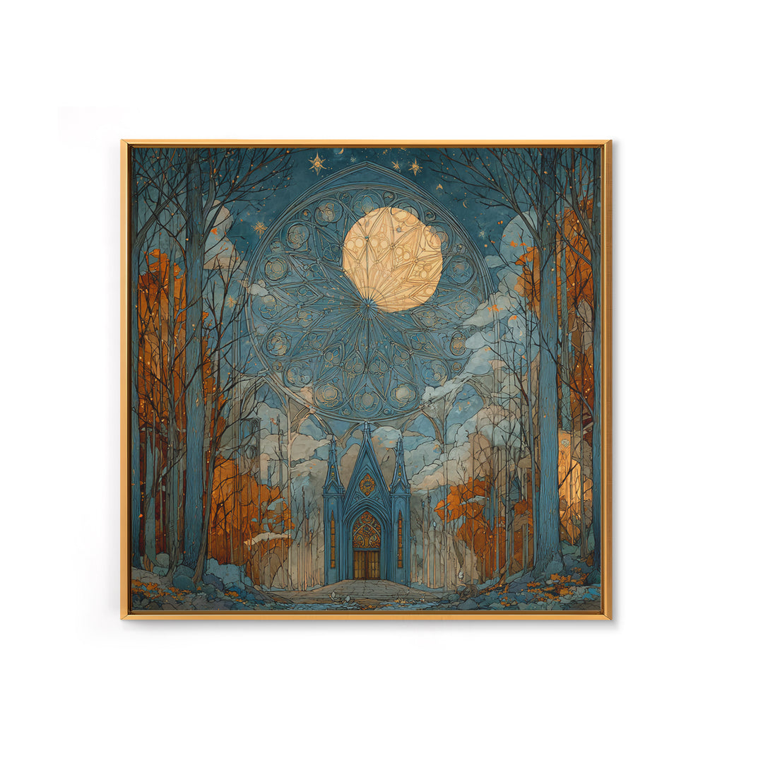 The Spiderweb Cathedral Window - Surreal Celestial Vision, Dark Fantasy Wall Art, Square Wall Art, Canvas Print, Halloween Home Decor