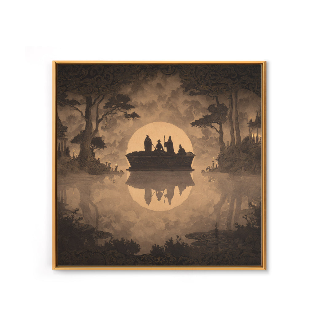 The Floating Coffin Garden - Icon Portrait, Gothic Home Decor, Square Wall Art, Canvas Print, Halloween Home Decor, Gothic Wall Art