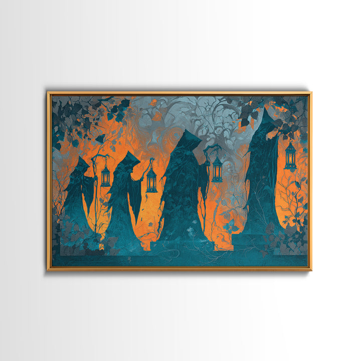 The Autumn Reaper Parade - Icon Portrait, Occult Wall Decor, Landscape Wall Art, Canvas Print, Halloween Home Decor, Gothic Wall Art