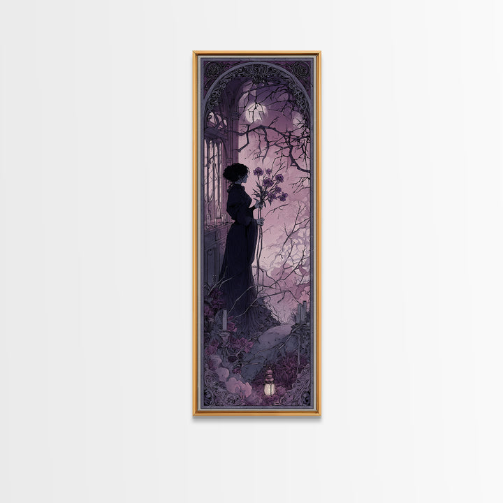 The Witch Queen Greenhouse - Icon Portrait, Dark Fantasy Wall Art, Tall Narrow Wall Art, Canvas Print, Halloween Home Decor, Gothic Wall Art