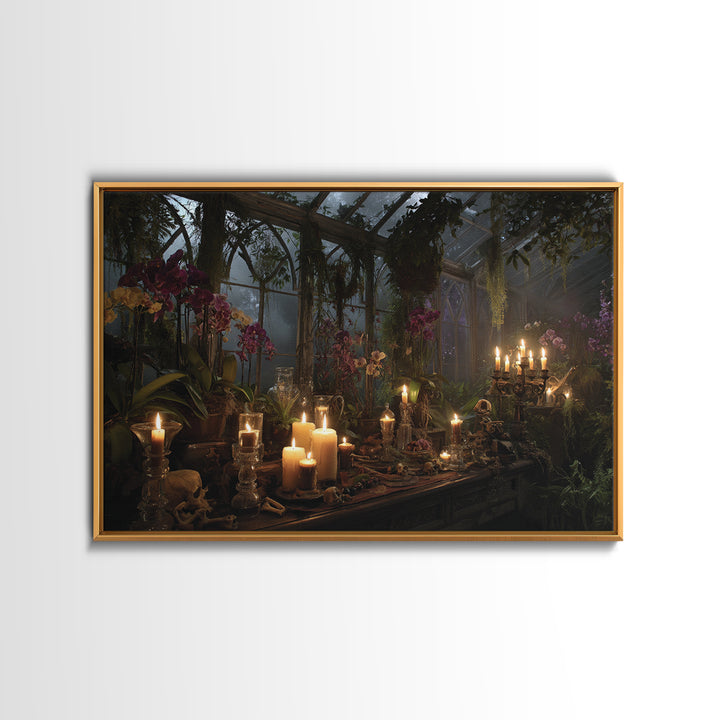The Witch Queen Greenhouse - Occult Still Life, Dark Fantasy Wall Art, Landscape Wall Art, Canvas Print, Halloween Home Decor