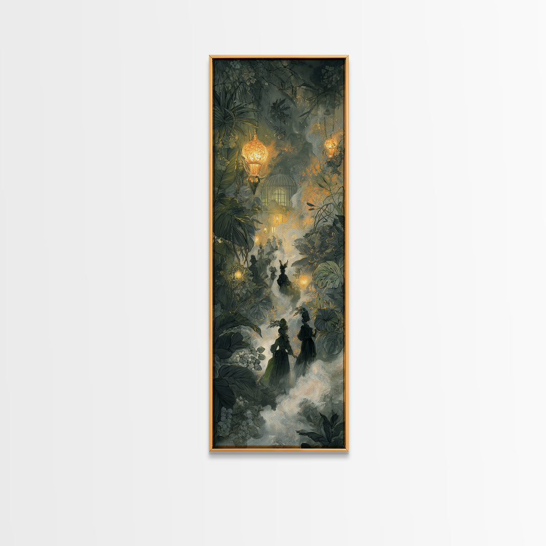 The Witch Queen Greenhouse - Procession Scene, Occult Wall Decor, Tall Narrow Wall Art, Canvas Print, Halloween Home Decor, Gothic Wall Art