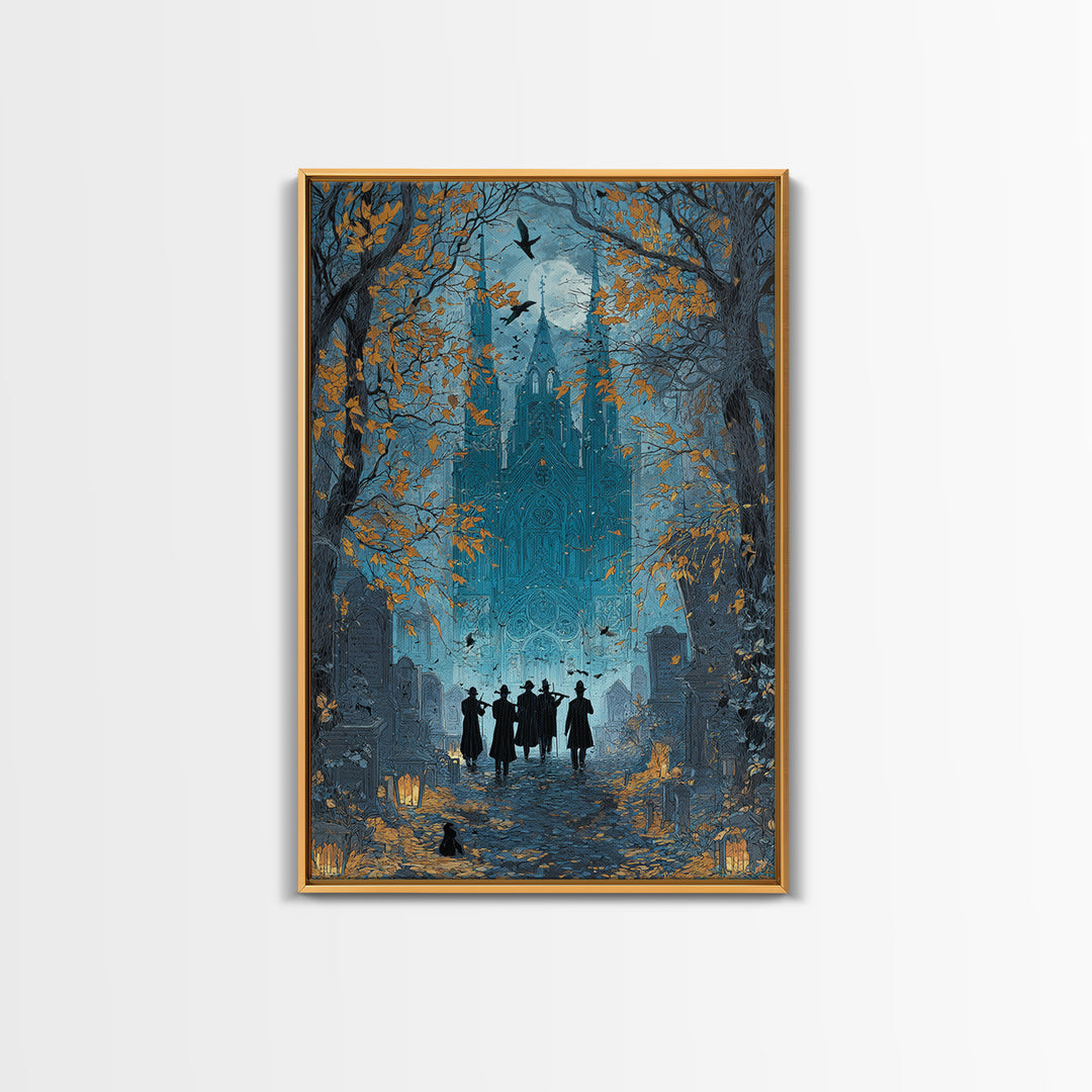The Ghostly Violin Procession - Icon Portrait, Dark Fantasy Wall Art, Vertical Wall Art, Canvas Print, Halloween Home Decor, Gothic Wall Art