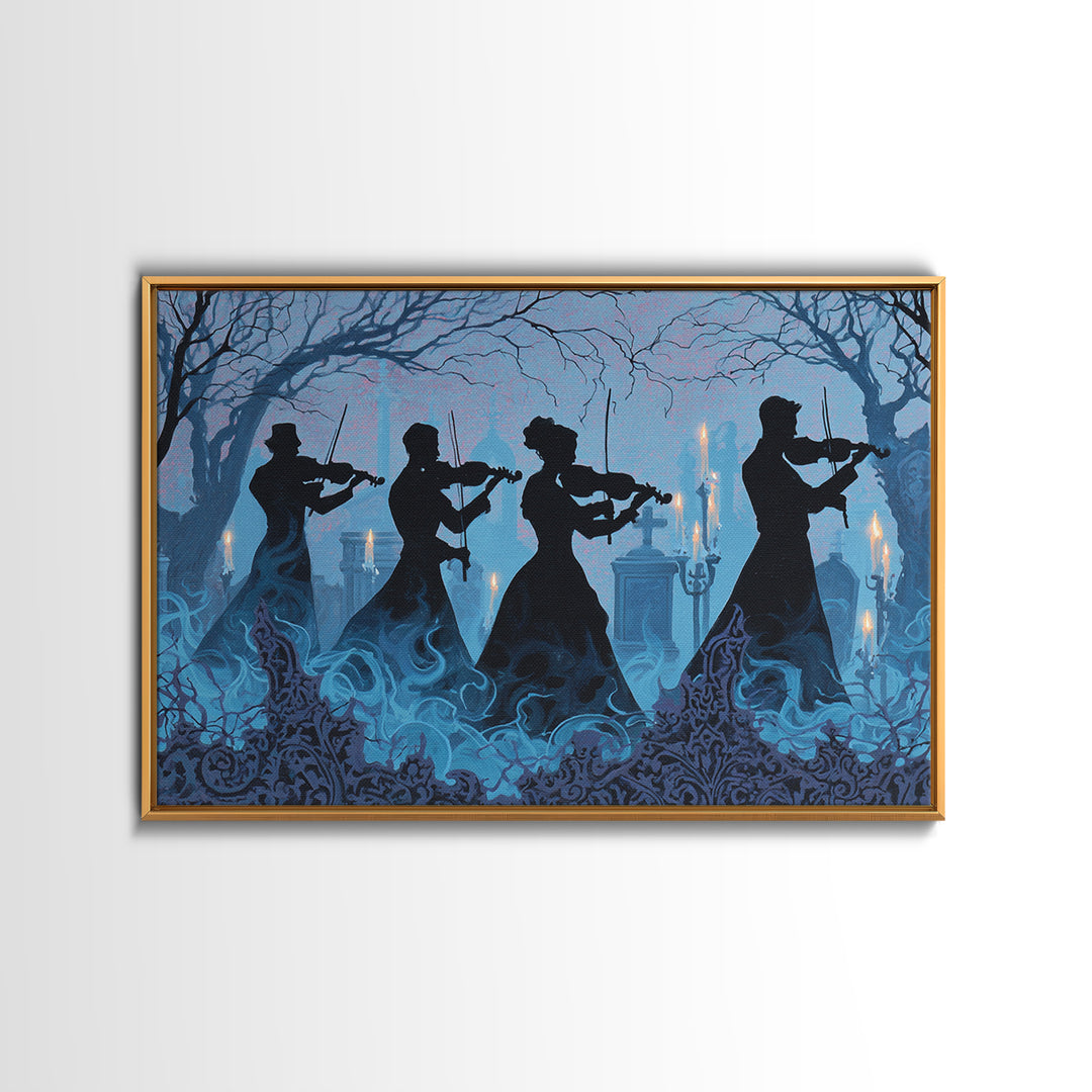 The Ghostly Violin Procession - Icon Portrait, Gothic Home Decor, Landscape Wall Art, Canvas Print, Halloween Home Decor, Gothic Wall Art