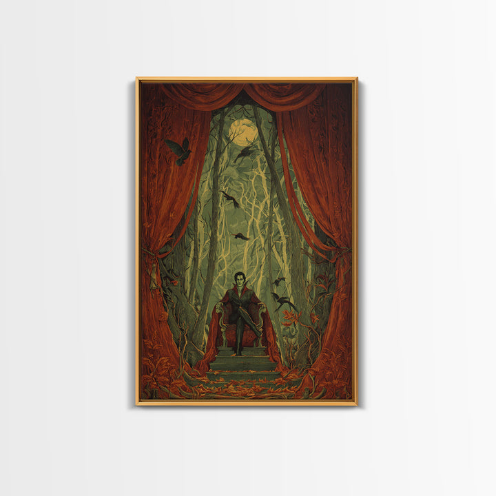 The Velvet Vampire Conservatory - Icon Portrait, Macabre Halloween Art, Vertical Wall Art, Framed Canvas Print, Halloween Home Decor