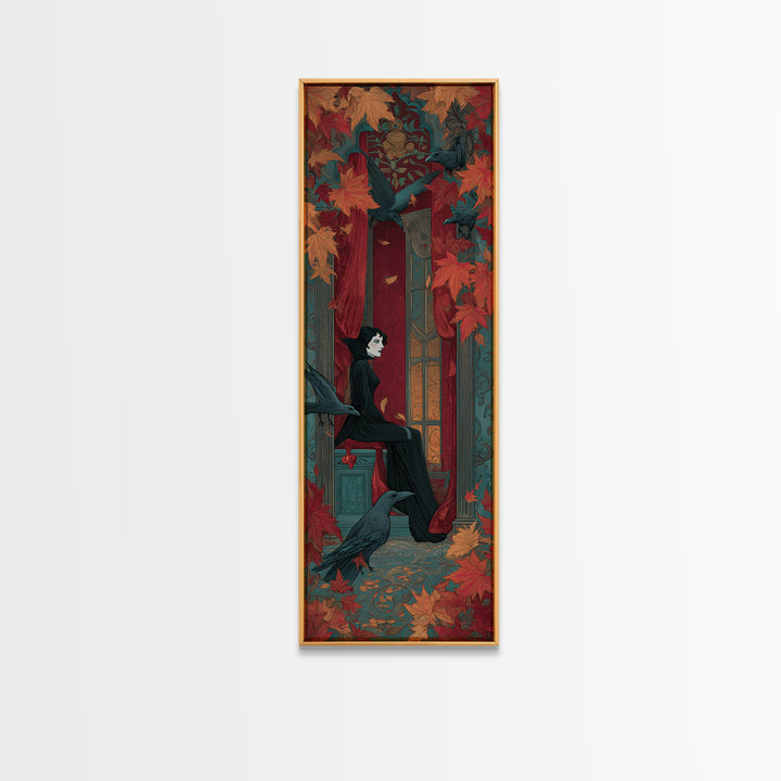The Velvet Vampire Conservatory - Icon Portrait, Gothic Home Decor, Tall Narrow Wall Art, Canvas Print, Halloween Home Decor