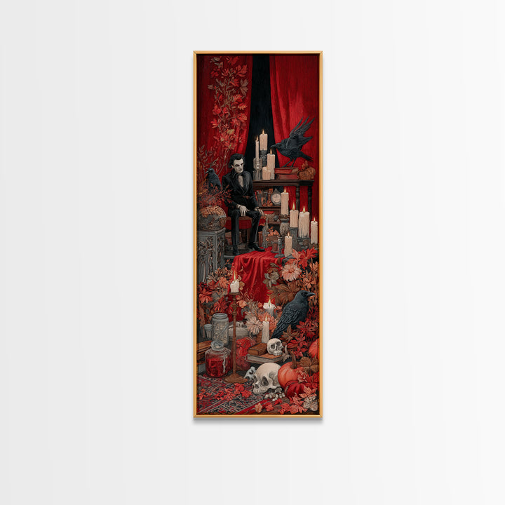 The Velvet Vampire Conservatory - Occult Still Life, Occult Wall Decor, Tall Narrow Wall Art, Canvas Print, Halloween Home Decor