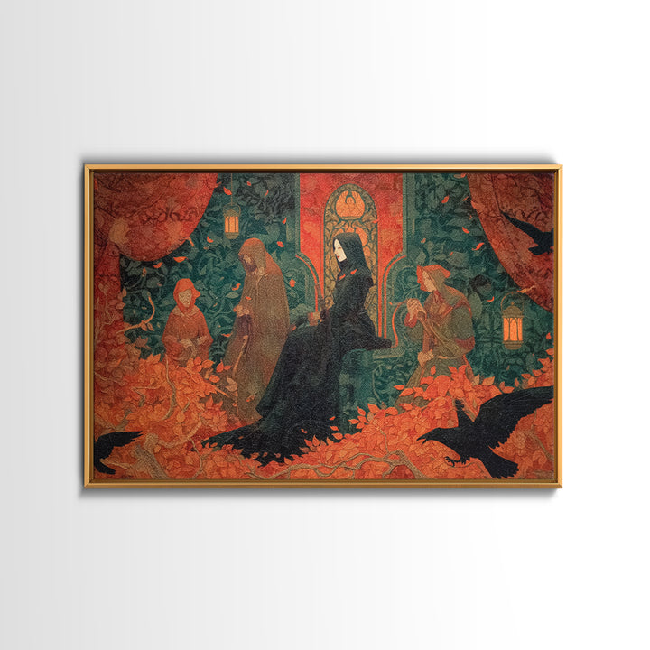 The Velvet Vampire Conservatory - Procession Scene, Occult Wall Decor, Landscape Wall Art, Canvas Print, Halloween Home Decor