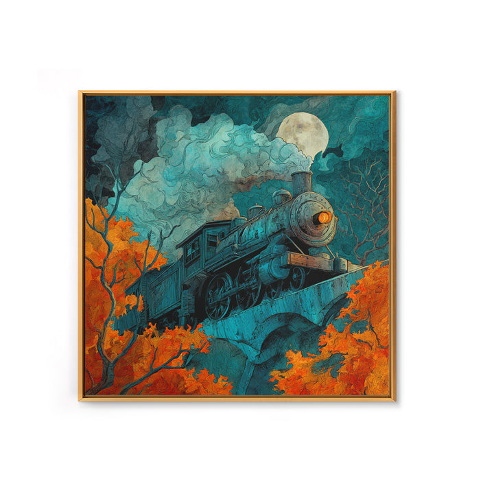 The Phantom Train Of October - Icon Portrait, Gothic Home Decor, Square Wall Art, Canvas Print, Halloween Home Decor, Gothic Wall Art