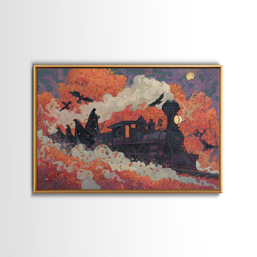 The Phantom Train Of October - Procession Scene, Gothic Home Decor, Landscape Wall Art, Canvas Print, Halloween Home Decor, Gothic Wall Art