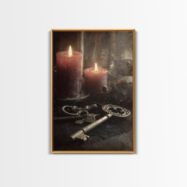 The Bone Key Still Life - Icon Portrait, Occult Wall Decor, Vertical Wall Art, Canvas Print, Halloween Home Decor, Gothic Wall Art