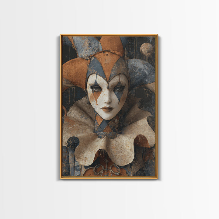 The Haunted Harlequin Doll - Icon Portrait, Dark Fantasy Wall Art, Vertical Wall Art, Canvas Print, Halloween Home Decor, Gothic Wall Art