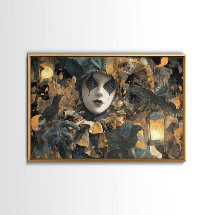 The Haunted Harlequin Doll - Procession Scene, Dark Fantasy Wall Art, Landscape Wall Art, Canvas Print, Halloween Home Decor