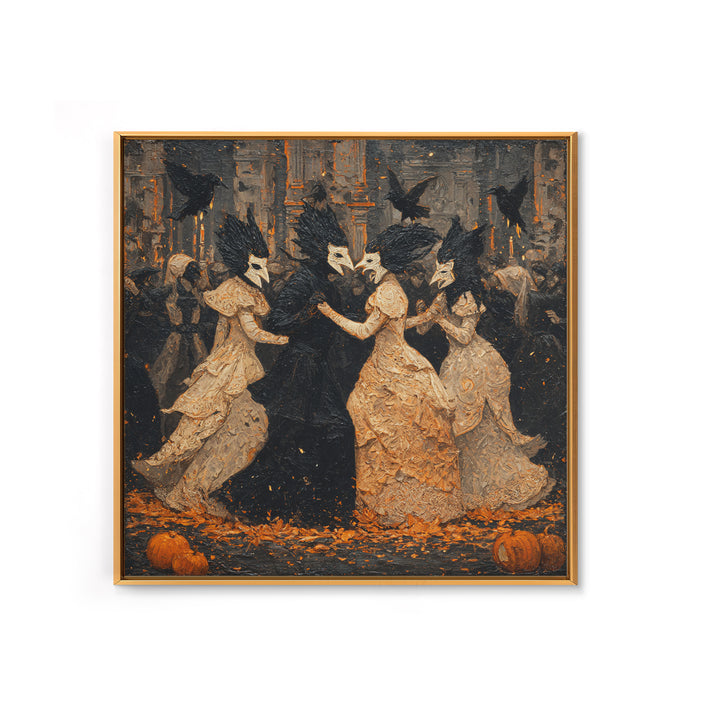 The Raven-Masked Ballroom - Icon Portrait, Gothic Home Decor, Square Wall Art, Canvas Print, Halloween Home Decor, Gothic Wall Art