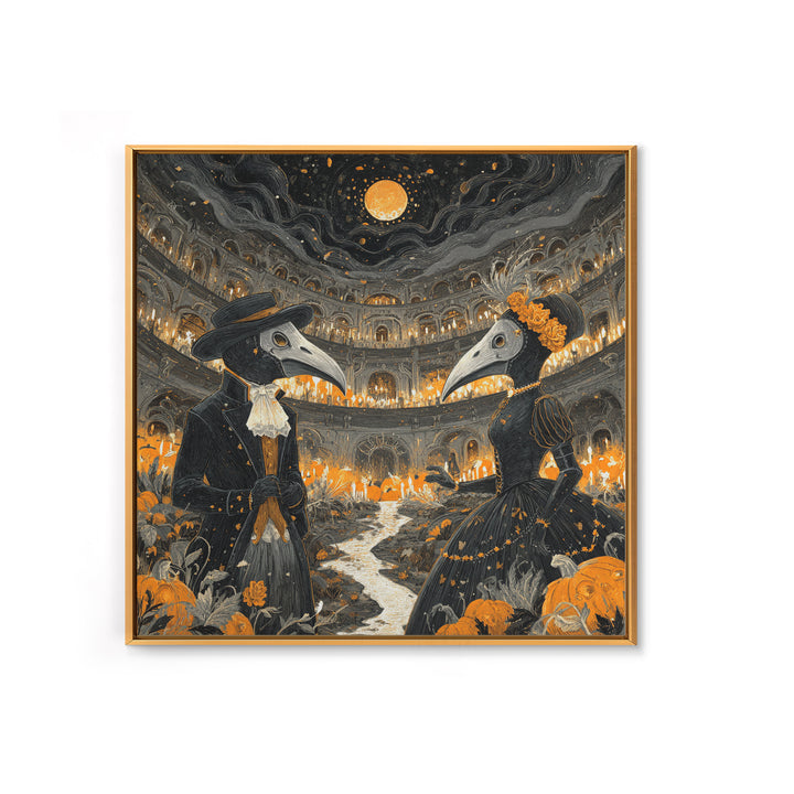The Raven-Masked Ballroom - Environmental Panorama, Occult Wall Decor, Square Wall Art, Canvas Print, Halloween Home Decor, Gothic Wall Art