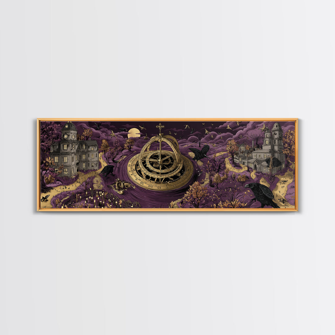 The Cursed Astrolabe - Environmental Panorama, Occult Wall Decor, Extra Wide Wall Art, Canvas Print, Halloween Home Decor, Gothic Wall Art