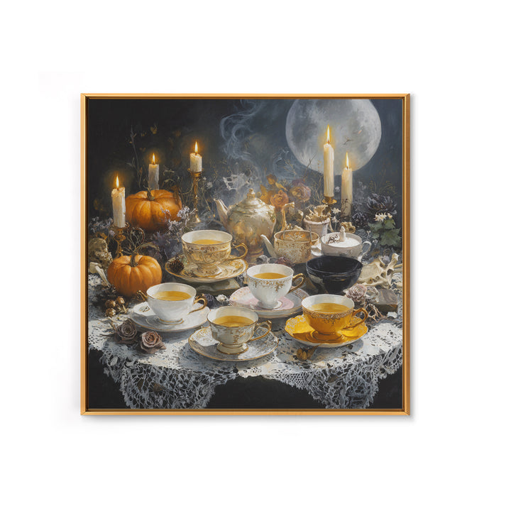 The Haunted Teacup Seance - Occult Still Life, Gothic Home Decor, Square Wall Art, Canvas Print, Halloween Home Decor, Gothic Wall Art