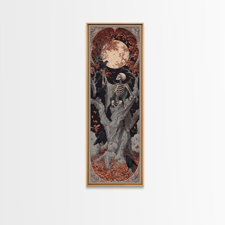 The Skeleton Cartographer - Icon Portrait, Occult Wall Decor, Tall Narrow Wall Art, Canvas Print, Halloween Home Decor, Gothic Wall Art