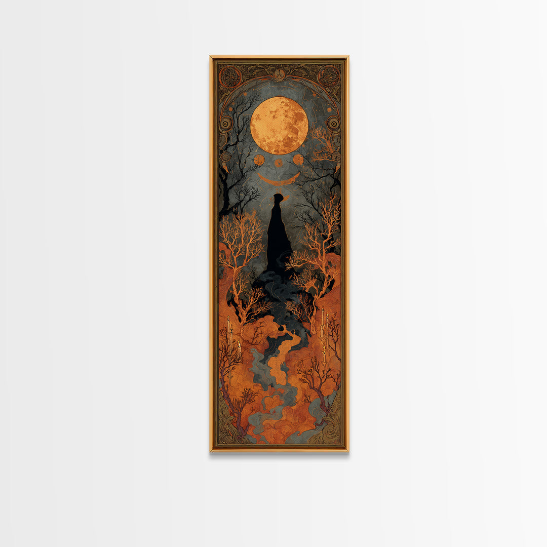The Witch Astronomical Cabinet - Icon Portrait, Spooky Wall Decor, Tall Narrow Wall Art, Framed Canvas Print, Halloween Home Decor