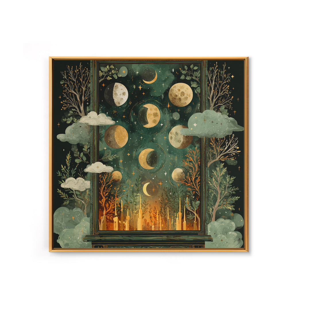 The Witch Astronomical Cabinet - Surreal Celestial Vision, Dark Fantasy Wall Art, Square Wall Art, Canvas Print, Halloween Home Decor